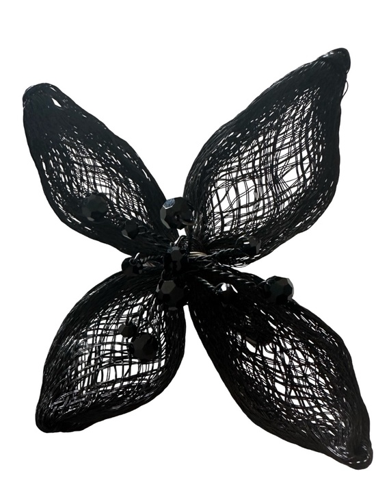 COLETTE MALOUF Black Flower Wire Mesh Barrette Beads Hair Clip main image 6